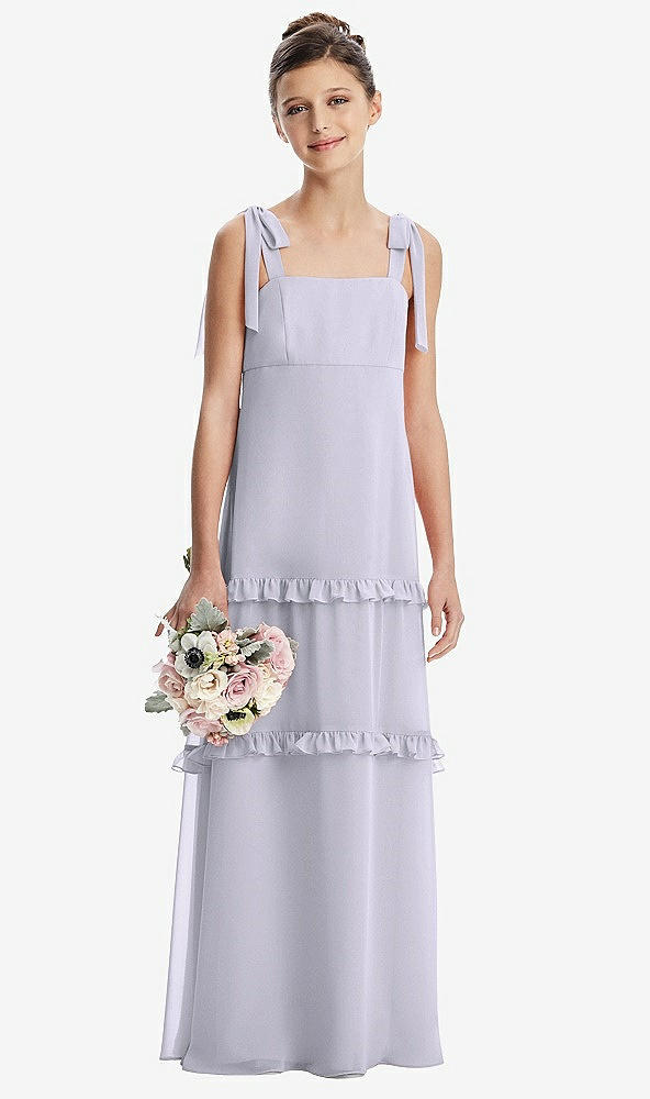 Front View - Silver Dove Tie-Shoulder Juniors Dress with Tiered Ruffle Skirt