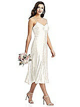 Alt View 2 Thumbnail - Ivory Spaghetti Strap Flared Skirt Sequin Midi Dress