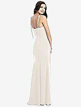 Rear View Thumbnail - Ivory Bustier Crepe Gown with Adjustable Bow Straps