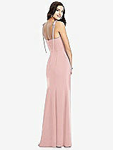 Rear View Thumbnail - Rose Bustier Crepe Gown with Adjustable Bow Straps