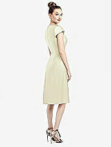 Rear View Thumbnail - Butter Yellow Cap Sleeve V-Neck Satin Midi Dress with Pockets