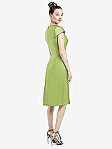 Rear View Thumbnail - Mojito Cap Sleeve V-Neck Satin Midi Dress with Pockets