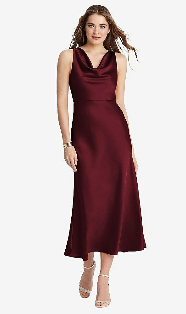 Front View - Cabernet Cowl-Neck Midi Tank Dress - Esme