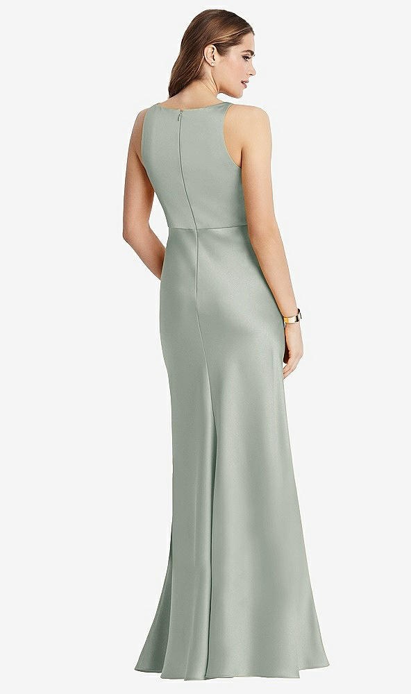 Back View - Willow Green Cowl-Neck Maxi Tank Dress - Nova