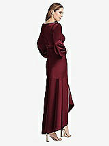Rear View Thumbnail - Cabernet Puff Sleeve Asymmetrical Drop Waist High-Low Slip Dress - Teagan