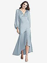 Front View Thumbnail - Mist Puff Sleeve Asymmetrical Drop Waist High-Low Slip Dress - Teagan
