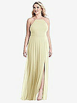 Alt View 1 Thumbnail - Butter Yellow High Neck Chiffon Maxi Dress with Front Slit - Lela