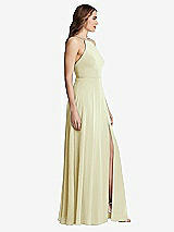 Side View Thumbnail - Butter Yellow High Neck Chiffon Maxi Dress with Front Slit - Lela