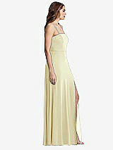 Side View Thumbnail - Butter Yellow Square Neck Chiffon Maxi Dress with Front Slit - Elliott