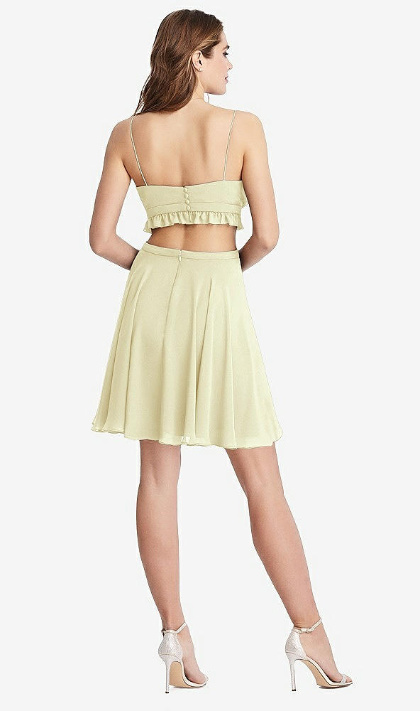 Back View - Butter Yellow Ruffled Chiffon Cutout Mini Dress - Joey
