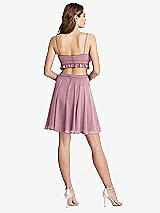 Rear View Thumbnail - Dusty Pink Ruffled Chiffon Cutout Mini Dress - Joey