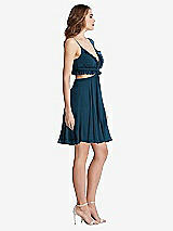 Side View Thumbnail - Atlantic Blue Ruffled Chiffon Cutout Mini Dress - Joey