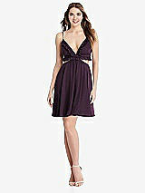 Front View Thumbnail - Aubergine Ruffled Chiffon Cutout Mini Dress - Joey