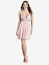 Front View Thumbnail - Ballet Pink Ruffled Chiffon Cutout Mini Dress - Joey