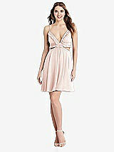 Front View Thumbnail - Blush Ruffled Chiffon Cutout Mini Dress - Joey