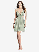 Front View Thumbnail - Celadon Ruffled Chiffon Cutout Mini Dress - Joey