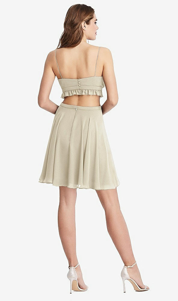 Back View - Champagne Ruffled Chiffon Cutout Mini Dress - Joey
