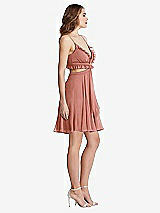 Side View Thumbnail - Desert Rose Ruffled Chiffon Cutout Mini Dress - Joey