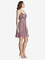 Side View Thumbnail - Dusty Rose Ruffled Chiffon Cutout Mini Dress - Joey