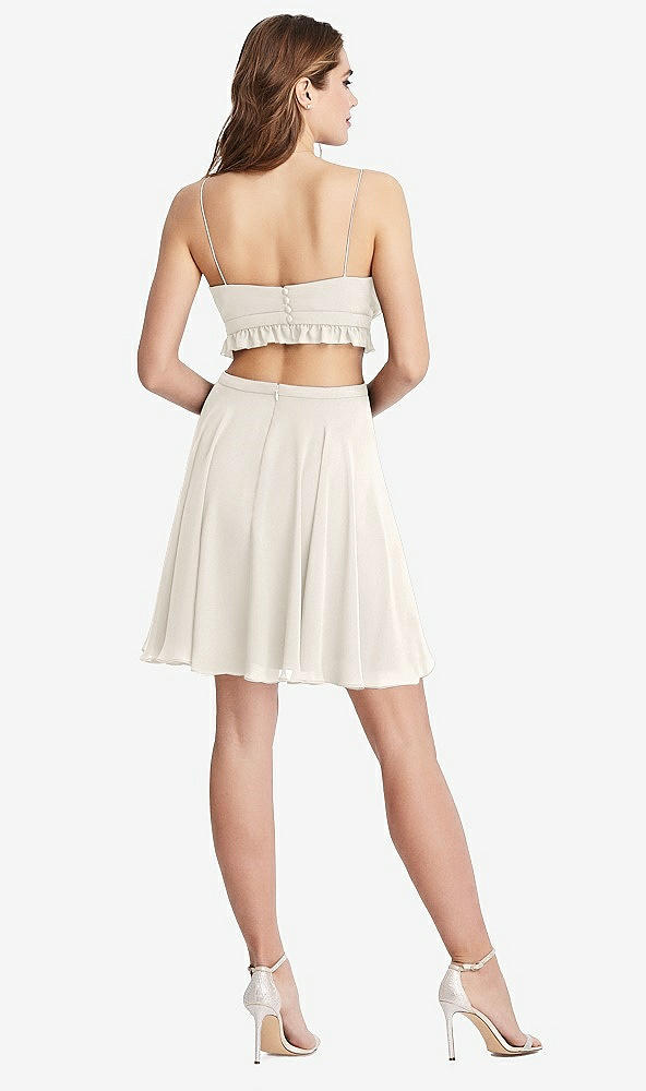 Back View - Ivory Ruffled Chiffon Cutout Mini Dress - Joey