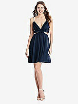 Front View Thumbnail - Midnight Navy Ruffled Chiffon Cutout Mini Dress - Joey