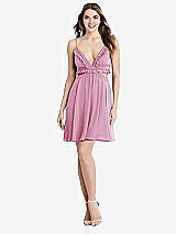 Front View Thumbnail - Powder Pink Ruffled Chiffon Cutout Mini Dress - Joey