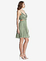 Side View Thumbnail - Sage Ruffled Chiffon Cutout Mini Dress - Joey