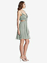 Side View Thumbnail - Willow Green Ruffled Chiffon Cutout Mini Dress - Joey