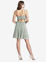 Rear View Thumbnail - Willow Green Ruffled Chiffon Cutout Mini Dress - Joey