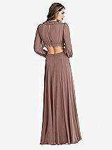 Rear View Thumbnail - Sienna Bishop Sleeve Ruffled Chiffon Cutout Maxi Dress - Harlow