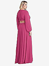 Alt View 2 Thumbnail - Tea Rose Bishop Sleeve Ruffled Chiffon Cutout Maxi Dress - Harlow