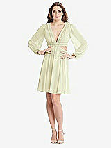 Alt View 1 Thumbnail - Butter Yellow Bishop Sleeve Ruffled Chiffon Cutout Mini Dress - Hannah