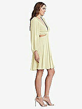 Side View Thumbnail - Butter Yellow Bishop Sleeve Ruffled Chiffon Cutout Mini Dress - Hannah