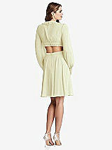 Rear View Thumbnail - Butter Yellow Bishop Sleeve Ruffled Chiffon Cutout Mini Dress - Hannah