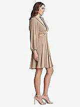 Side View Thumbnail - Topaz Bishop Sleeve Ruffled Chiffon Cutout Mini Dress - Hannah