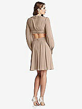 Rear View Thumbnail - Topaz Bishop Sleeve Ruffled Chiffon Cutout Mini Dress - Hannah