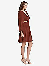 Side View Thumbnail - Auburn Moon Bishop Sleeve Ruffled Chiffon Cutout Mini Dress - Hannah