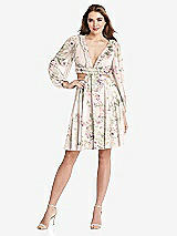 Front View Thumbnail - Blush Garden Bishop Sleeve Ruffled Chiffon Cutout Mini Dress - Hannah