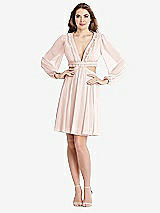 Alt View 1 Thumbnail - Blush Bishop Sleeve Ruffled Chiffon Cutout Mini Dress - Hannah