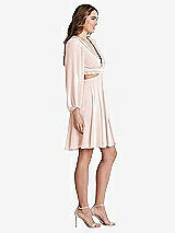Side View Thumbnail - Blush Bishop Sleeve Ruffled Chiffon Cutout Mini Dress - Hannah