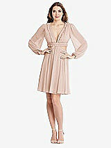 Alt View 1 Thumbnail - Cameo Bishop Sleeve Ruffled Chiffon Cutout Mini Dress - Hannah