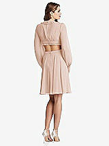 Rear View Thumbnail - Cameo Bishop Sleeve Ruffled Chiffon Cutout Mini Dress - Hannah