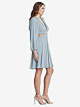 Side View Thumbnail - Mist Bishop Sleeve Ruffled Chiffon Cutout Mini Dress - Hannah