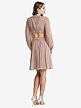 Rear View Thumbnail - Neu Nude Bishop Sleeve Ruffled Chiffon Cutout Mini Dress - Hannah