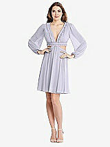 Alt View 1 Thumbnail - Silver Dove Bishop Sleeve Ruffled Chiffon Cutout Mini Dress - Hannah