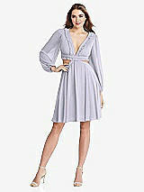 Front View Thumbnail - Silver Dove Bishop Sleeve Ruffled Chiffon Cutout Mini Dress - Hannah