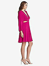 Side View Thumbnail - Think Pink Bishop Sleeve Ruffled Chiffon Cutout Mini Dress - Hannah