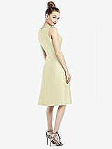 Rear View Thumbnail - Butter Yellow Sleeveless V-Neck Satin Midi Dress with Pockets
