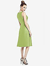 Rear View Thumbnail - Mojito Sleeveless V-Neck Satin Midi Dress with Pockets