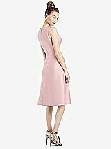Rear View Thumbnail - Ballet Pink Sleeveless V-Neck Satin Midi Dress with Pockets